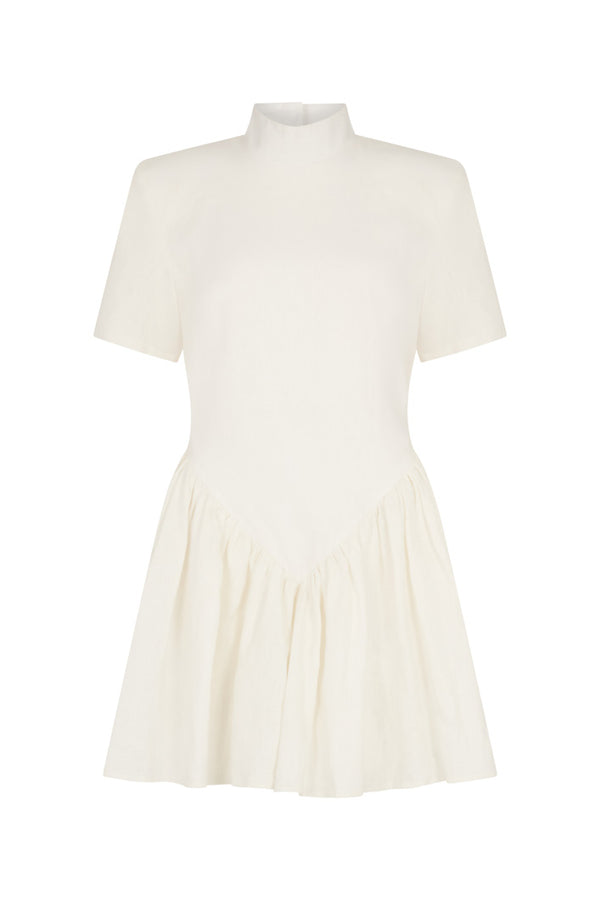 ROMA BASQUE DRESS IN OFF WHITE
