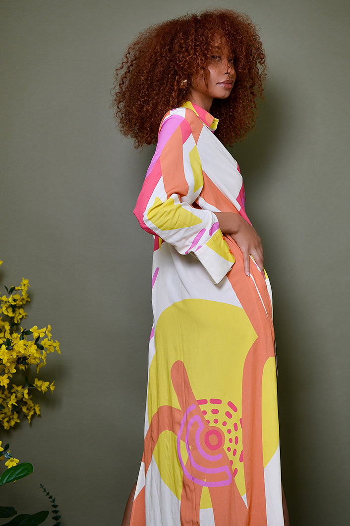 SAMOA MAXI SHIRT DRESS IN KAYSERI PRINT