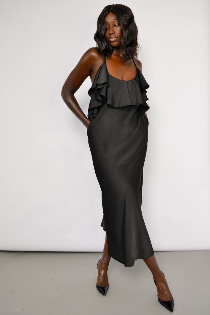 SICILY SLIP DRESS IN BLACK