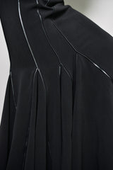 SIENNA MAXI DRESS WITH FAUX LEATHER PIPING IN BLACK