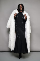 MONTCLAIR MONGOLIAN FAUX FUR COAT IN OFF-WHITE