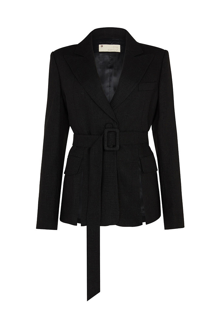 SURREY SIDE SLIT BLAZER IN BLACK
