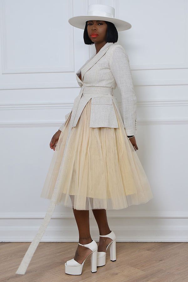 NARA TULLE SKIRT IN BEIGE