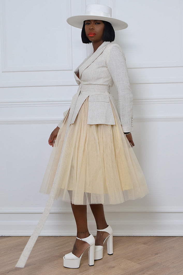 NARA TULLE SKIRT IN BEIGE