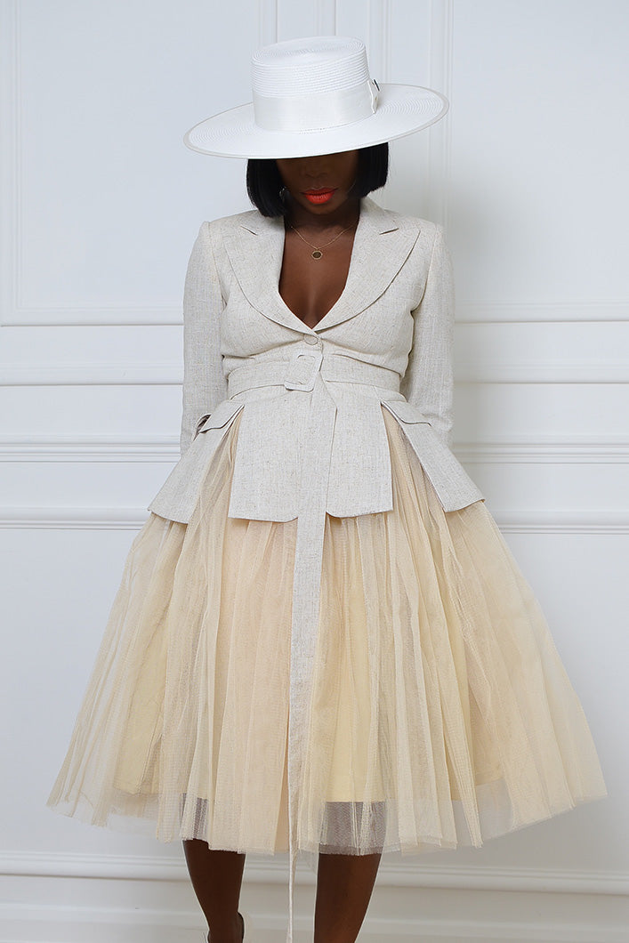 NARA TULLE SKIRT IN BEIGE