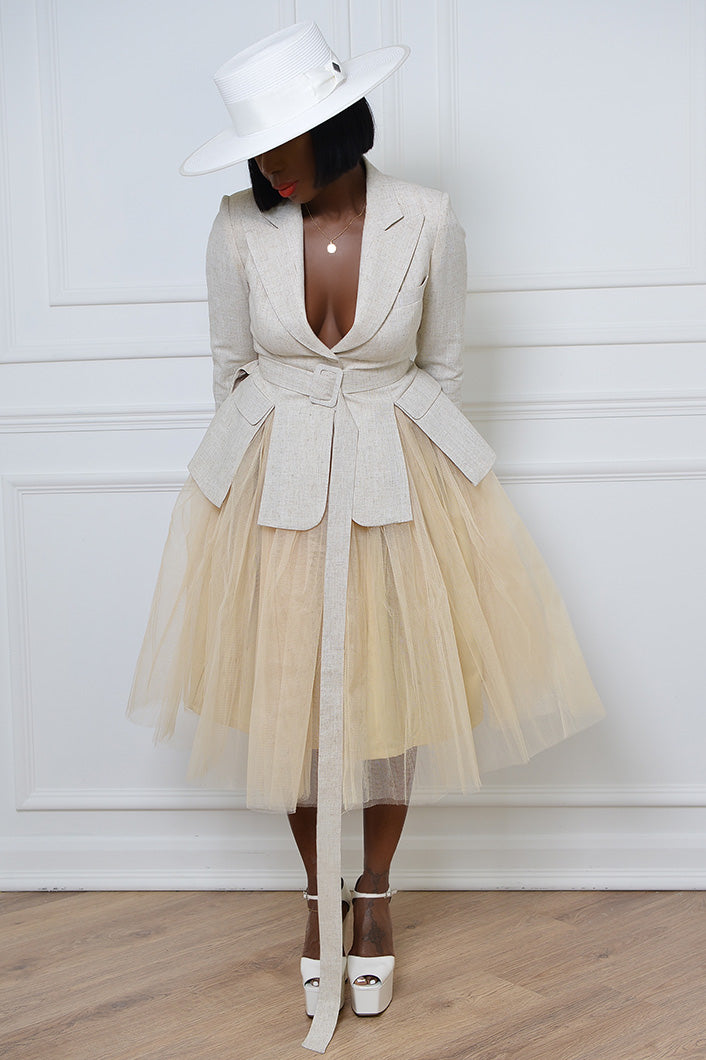NARA TULLE SKIRT IN BEIGE