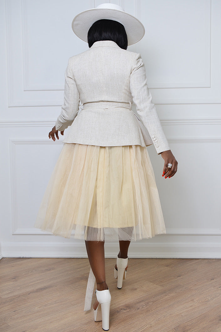 NARA TULLE SKIRT IN BEIGE