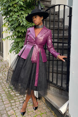 SURREY PELLE SIDE SLIT BLAZER IN PURPLE