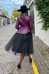 SURREY PELLE SIDE SLIT BLAZER IN PURPLE