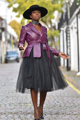 SURREY PELLE SIDE SLIT BLAZER IN PURPLE