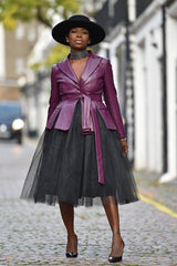 SURREY PELLE SIDE SLIT BLAZER IN PURPLE
