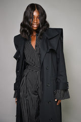 TEXAS PADDED TRENCH COAT IN BLACK