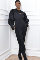 TUCSON PLEATED CUFFED PANTS IN BLACK