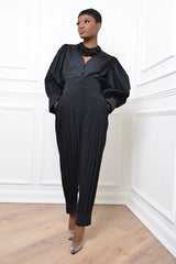 TUCSON PLEATED CUFFED PANTS IN BLACK