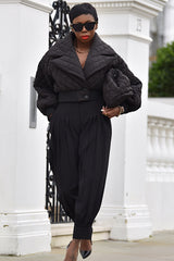 TUCSON PLEATED CUFFED PANTS IN BLACK