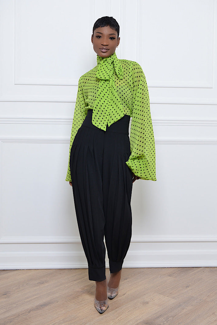 TUCSON PLEATED CUFFED PANTS IN BLACK
