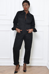 TUNIS TIED CUFF JUMPSUIT IN BLACK
