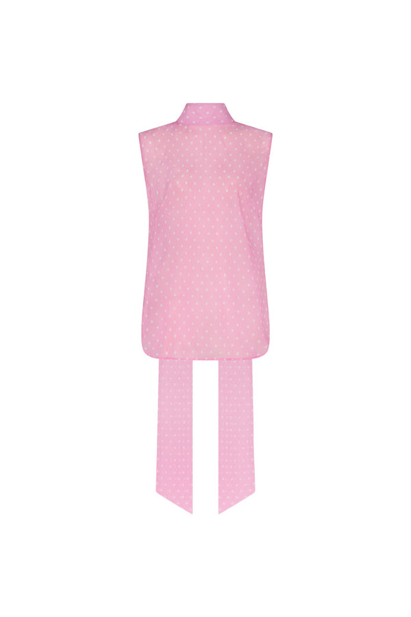 VERSAILLES PUSSY BOW SLEEVELESS BLOUSE IN PINK