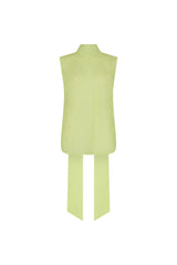 VERSAILLES PUSSY BOW SLEEVELESS BLOUSE IN GREEN