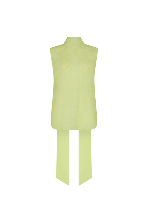 VERSAILLES PUSSY BOW SLEEVELESS BLOUSE IN GREEN