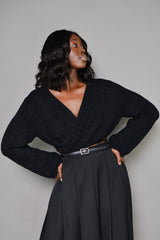 WARWICK WRAP TIE CROPPED CARDIGAN IN BLACK