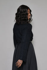 WARWICK WRAP TIE CROPPED CARDIGAN IN BLACK