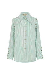 ZURICH STRIPED SHIRT WITH DETACHABLE SLEEVES IN GREEN