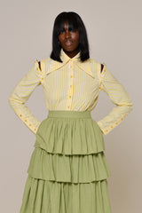 ZURICH STRIPED SHIRT WITH DETACHABLE SLEEVES IN YELLOW