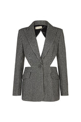 TOULOUSE HOUNDSTOOTH BACKLESS BLAZER IN DARK GREY