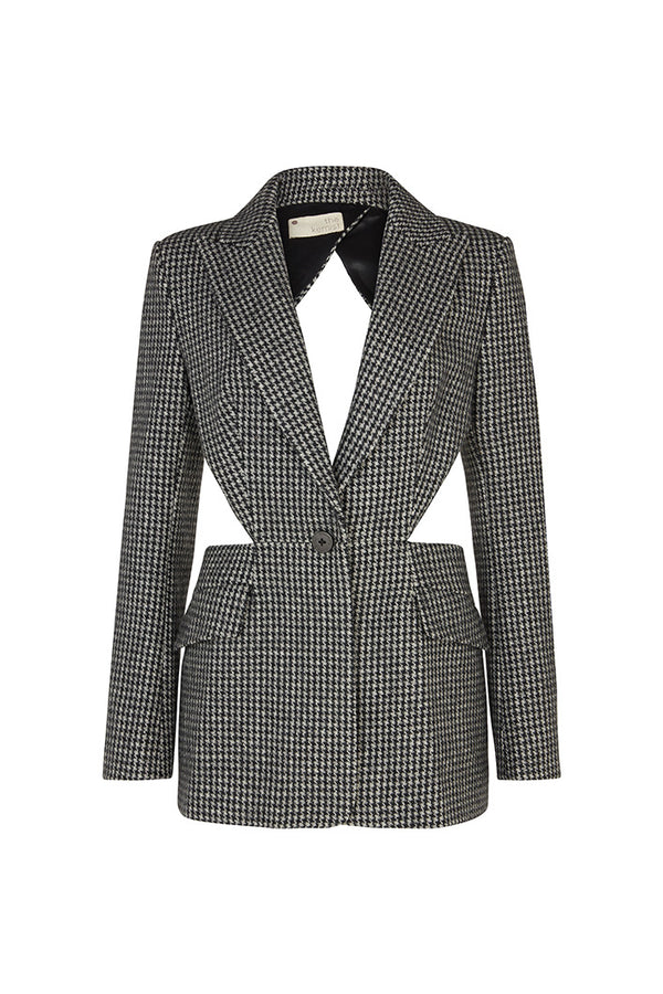 TOULOUSE HOUNDSTOOTH BACKLESS BLAZER IN DARK GREY