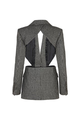 TOULOUSE HOUNDSTOOTH BACKLESS BLAZER IN DARK GREY