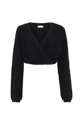 WARWICK WRAP TIE CROPPED CARDIGAN IN BLACK
