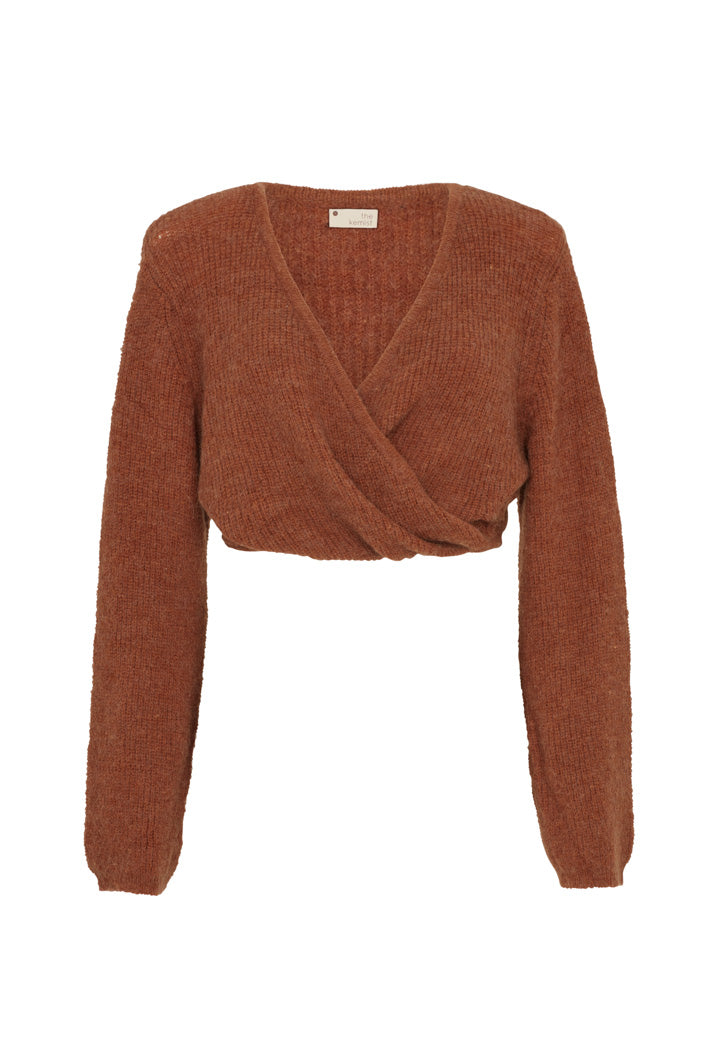 WARWICK WRAP TIE CROPPED CARDIGAN IN BROWN