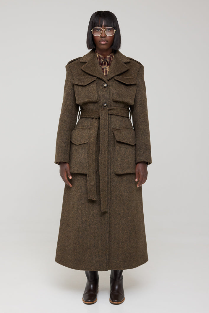 WINDSOR MULTI POCKET WOOL COAT