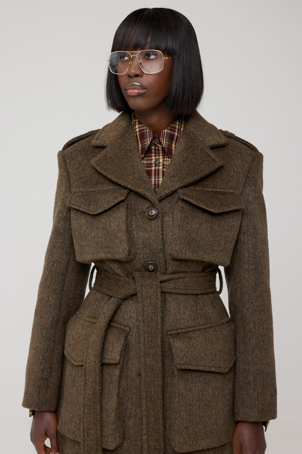 WINDSOR MULTI POCKET WOOL COAT