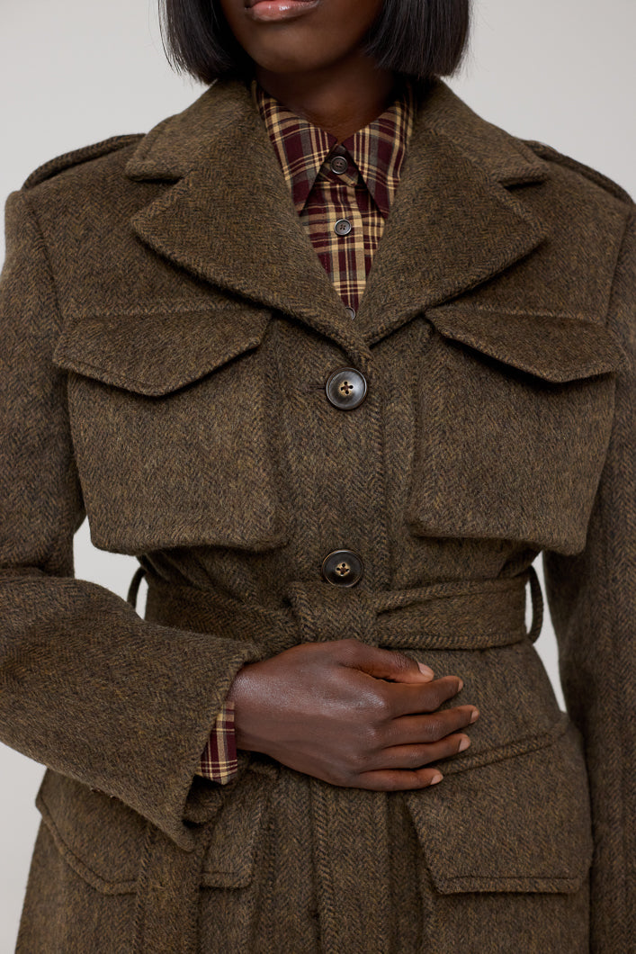WINDSOR MULTI POCKET WOOL COAT