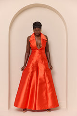 ZIRO BACKLESS JUMPSUIT IN ORANGE RED
