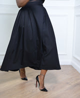 midi pleated black skirt