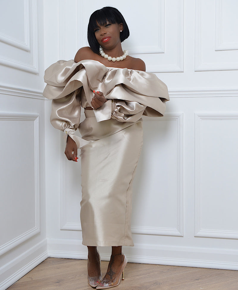 CANNES CHAMPAGNE PENCIL SKIRT