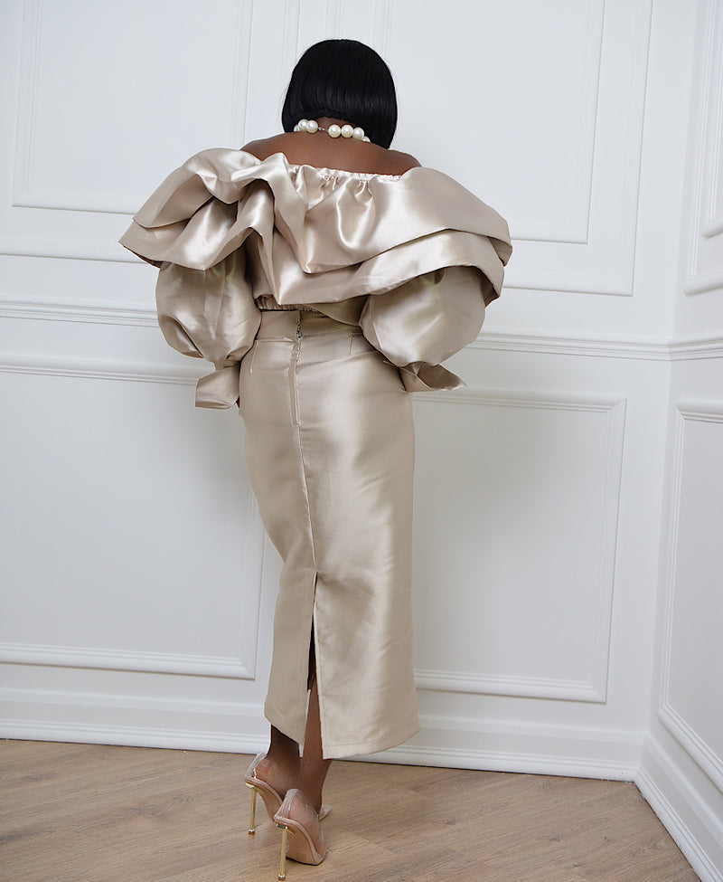 CANNES CHAMPAGNE PENCIL SKIRT