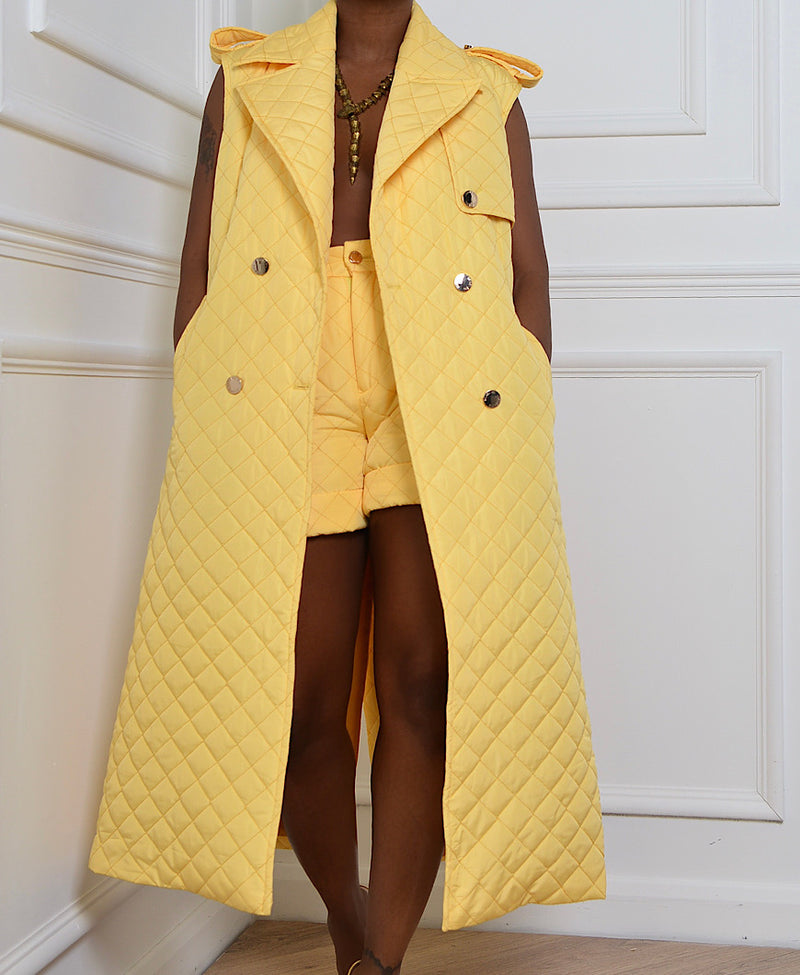 QUILTED SHORTS IN YELLOW