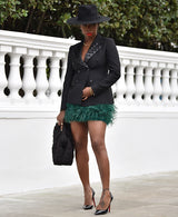 FAUX LEATHER LAPEL BLAZER IN BLACK Success
