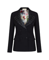 FAUX LEATHER LAPEL BLAZER IN BLACK Success