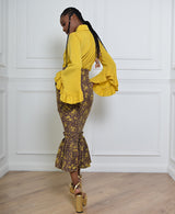 MARKESH PATTERNED PLEATED HEM SKIRT