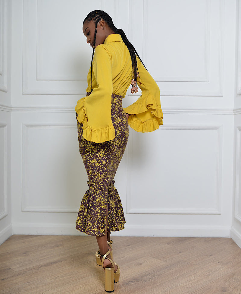 MARKESH PATTERNED PLEATED HEM SKIRT